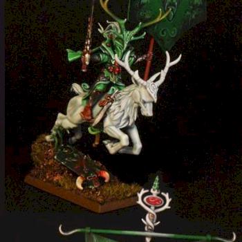Wood Elf on Great Stag with Battle Standard Bearer by slawek