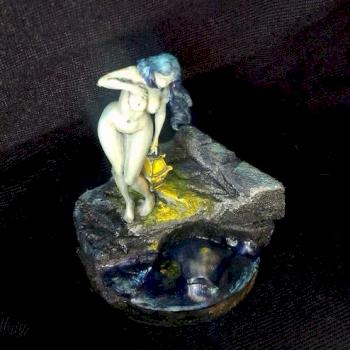 Illuminated Lady-night swimming by Forestwalk