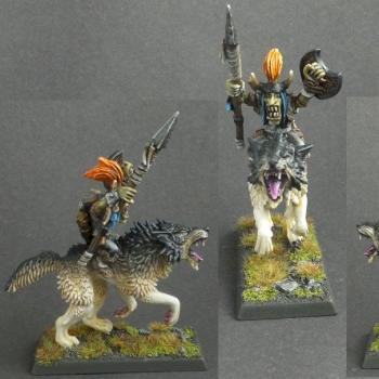 Goblin Warboss on Giant Wolf (armed with a spear, bow and shield) by cb_rex