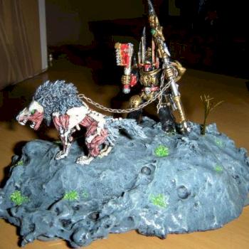 Chaos Lord & dire wolf by Balgas