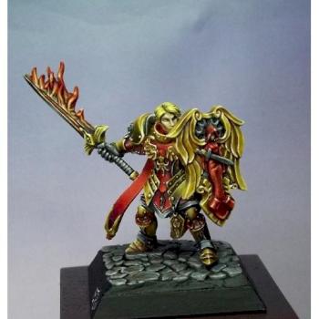 Almaran the Gold, Paladin With Flaming Sword (comission work) by avalon008