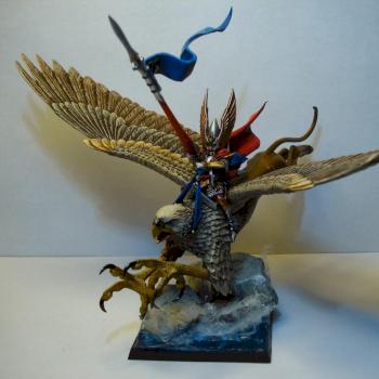 High Elf Prince on Griffon by Miklannar