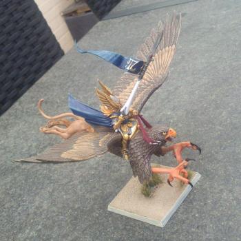 high elf prince on eagle by brokeuh