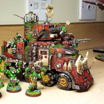 The Snakebite Boyz and their Battlewagon by savage-ork-guy