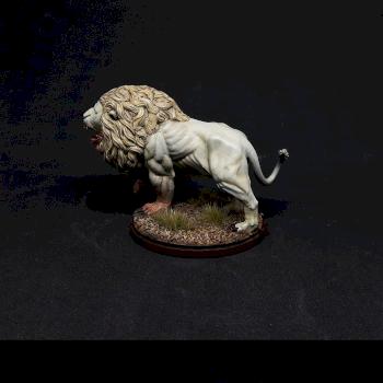 Golden eyed white lion by BertyakMiniaturePainting