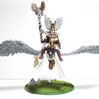 High Elf Sorceress on lammergeier by GON