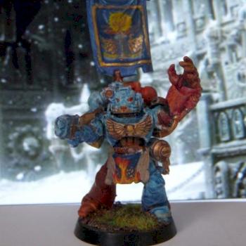 Brazen Claws Space Marine With Blue Camo Painting by Preeja