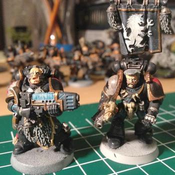 Stormwolf Grey Hunters with plasma gun and wolf banner by Stilthskin