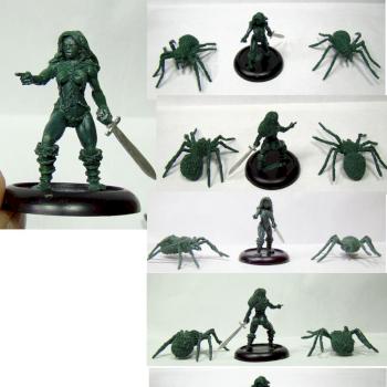 Giant Spiders and Female Barbarian (28mm scale) by zazeem