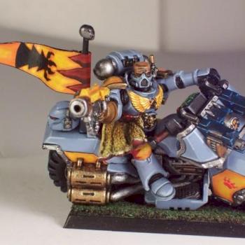 Space Wolf Bloodclaw Biker with Meltagun by monkeigh