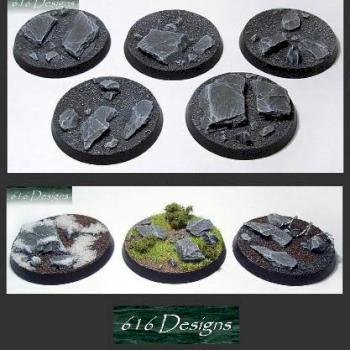 5 x 40mm round scenic slate resin bases unpainted by E616