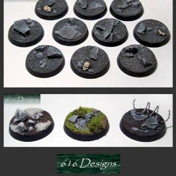 10 x 25mm round scenic slate resin bases unpainted by E616