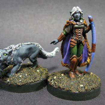 AERIS, FEMALE ELF RANGER AND PANTHER (metal mini) by mikecarrero