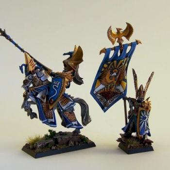 High Elf Mounted Lord and Army Standard Bearer by Æsir mini