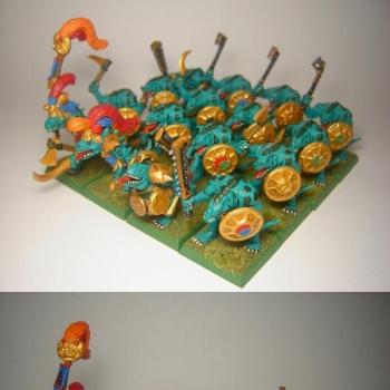Lizardmen - Saurus regiment (hand weapons + shields) by Floki_Agnarsson
