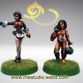 Kalee & friend, Fantasy Football, female, woman, Blood Bowl by RN Estudio