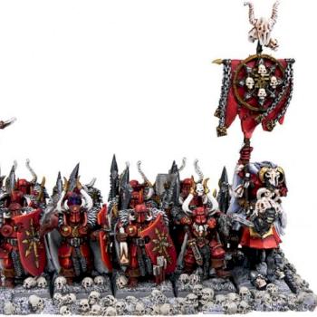 Warriors of Khorne with mounted Battle Standard Bearer by Drukhi