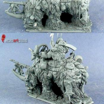 Ogre Kingdoms Tyrant on Rhinox by Lasota