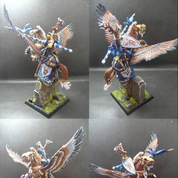 Warhammer Bretonnian Pegasus Knight of Red Deer by tinman755