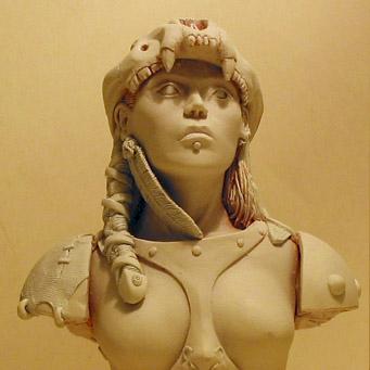 Barbarian Huntress 100 bust : back and front view by tabanstudio