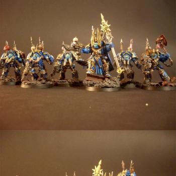 Terminator platoon mark of Tzeentch with Sorcerer by werwolf45