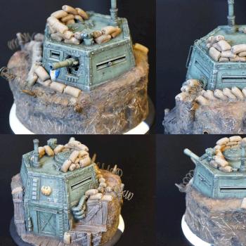 Scratchbuilt Bunker / Gun Emplacement - Warmachine - Trencher Blockhouse by disturbing_presence