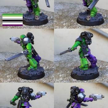 AroAce pride Space Marine by CerberusXt