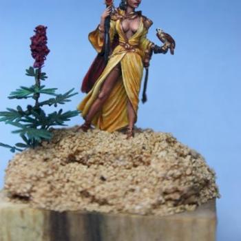 The Last Desert Flower - Female Warror with Hawk by Dawn