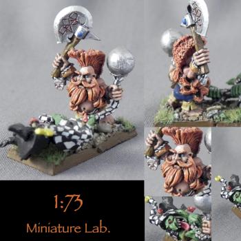 Dwarf Slayer and Goblin by 1a73MiniatureLab