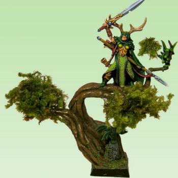 Wood Elf Waywatcher Noble on Big Tree Base by ilBOW
