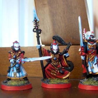 Eldar Farseer and Warlock Bodyguard by candypalmer