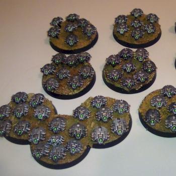 All my Necron Scarab Swarm bases by Horrid Mischief