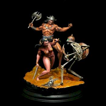 Conan and Zenobia vs skeleton by RAFF