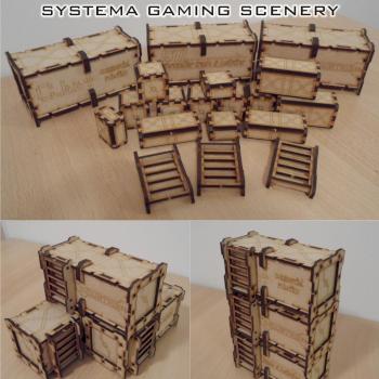 BASE-0 Boxes & Containers - MDF laser cut terrain by SystemaGamingScenery