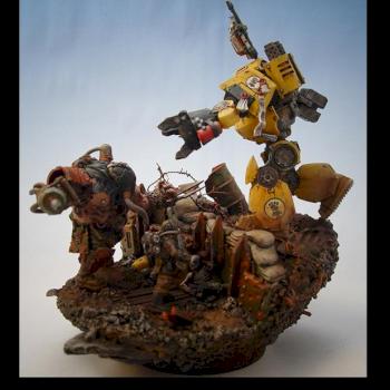Forgeworld Imperial Fists Contemptor vs Chaos Renegades by greeble