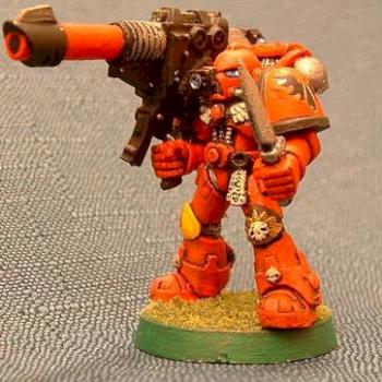 Blood Angels Space Marine with Lascannon by psiekier