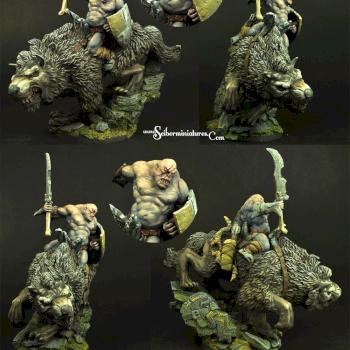 Orc on Wolf 54mm by Scibor