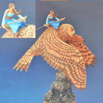 Elf Sorceress on Giant Owl by lstrike