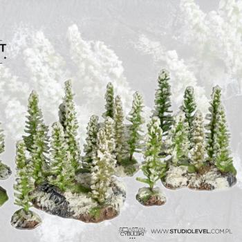 WINTER SNOW FOREST SET, 25x TREES scenery terrain by studiolevel