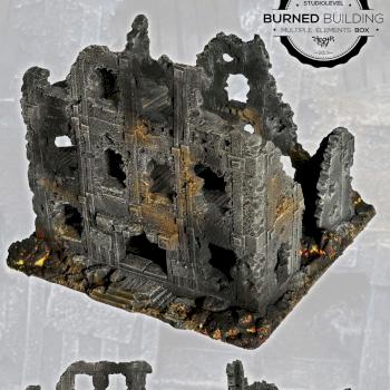 MULTIPLE BURNED BUILDING BOX II w40k, mordheim scenery terrain by studiolevel