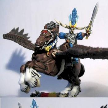 highelf hero riding on a pegasi by Roboute Guillaume