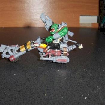 Ork warboss on Choppabike by hwrdfrnd