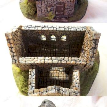 Thatched Roof Fieldstone Cottage--Removable Roof by battlescenerylady