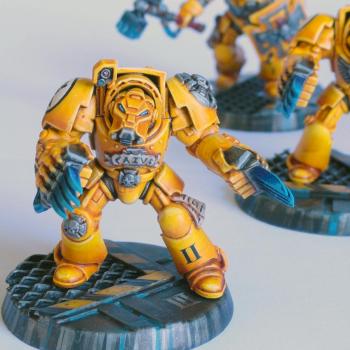 Imperial Fists Assault Terminators by GhiaccioloPainting