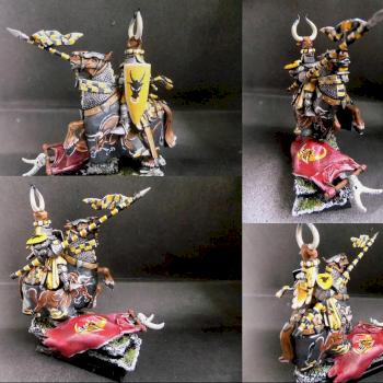 Warhammer Bretonnian Champion Knight of Charging Bull by tinman755