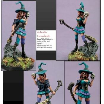 lady w a skull and broom by ALizardInCrimson