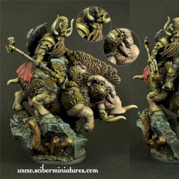 Dwarf on Boar 54mm by Scibor