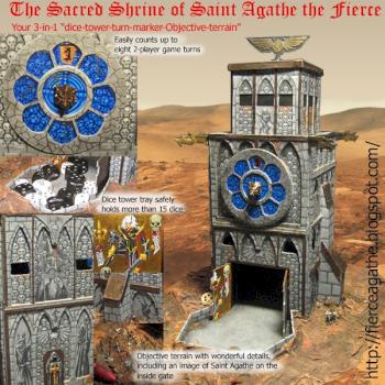 3-in-1 Dice tower, turn counter and objective terrain by Klaus, not Santa