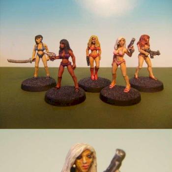 Babes in bikinis, girls with guns  by Copplestone Castings by smilie23