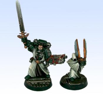 Dark Angels commander Azrael and Helmet bearer by Brokenblade